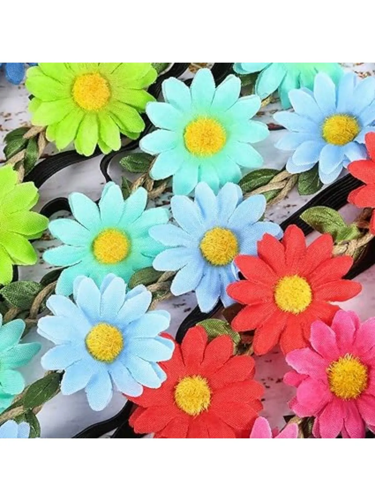 1 Piece Multicolor Lady Girl Fashion Flower Crown Floral Garland Daisy Bohemia Headbands Head Ties For Festival Wedding Party Themed Beach Party