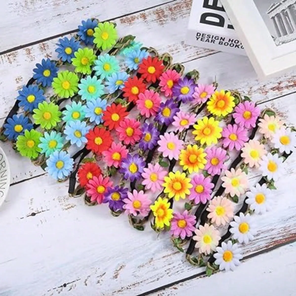 1 Piece Multicolor Lady Girl Fashion Flower Crown Floral Garland Daisy Bohemia Headbands Head Ties For Festival Wedding Party Themed Beach Party