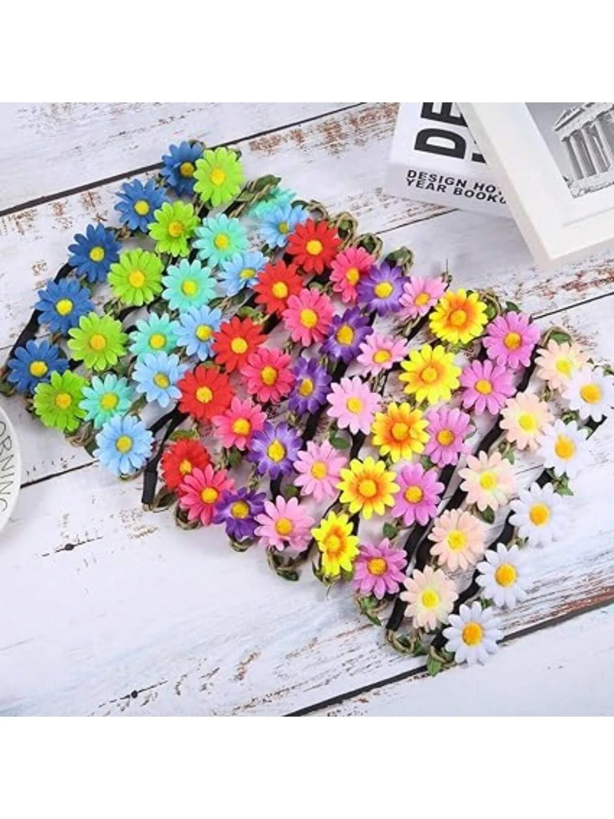 1 Piece Multicolor Lady Girl Fashion Flower Crown Floral Garland Daisy Bohemia Headbands Head Ties For Festival Wedding Party Themed Beach Party