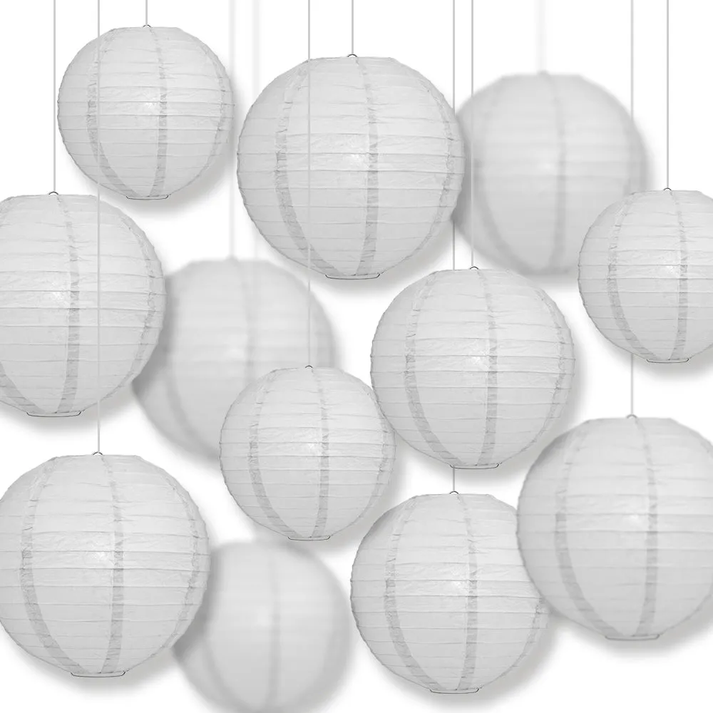 12-PC Gray / Grey Paper Lantern Chinese Hanging Wedding & Party Assorted Decoration Set, 12/10/8-Inch