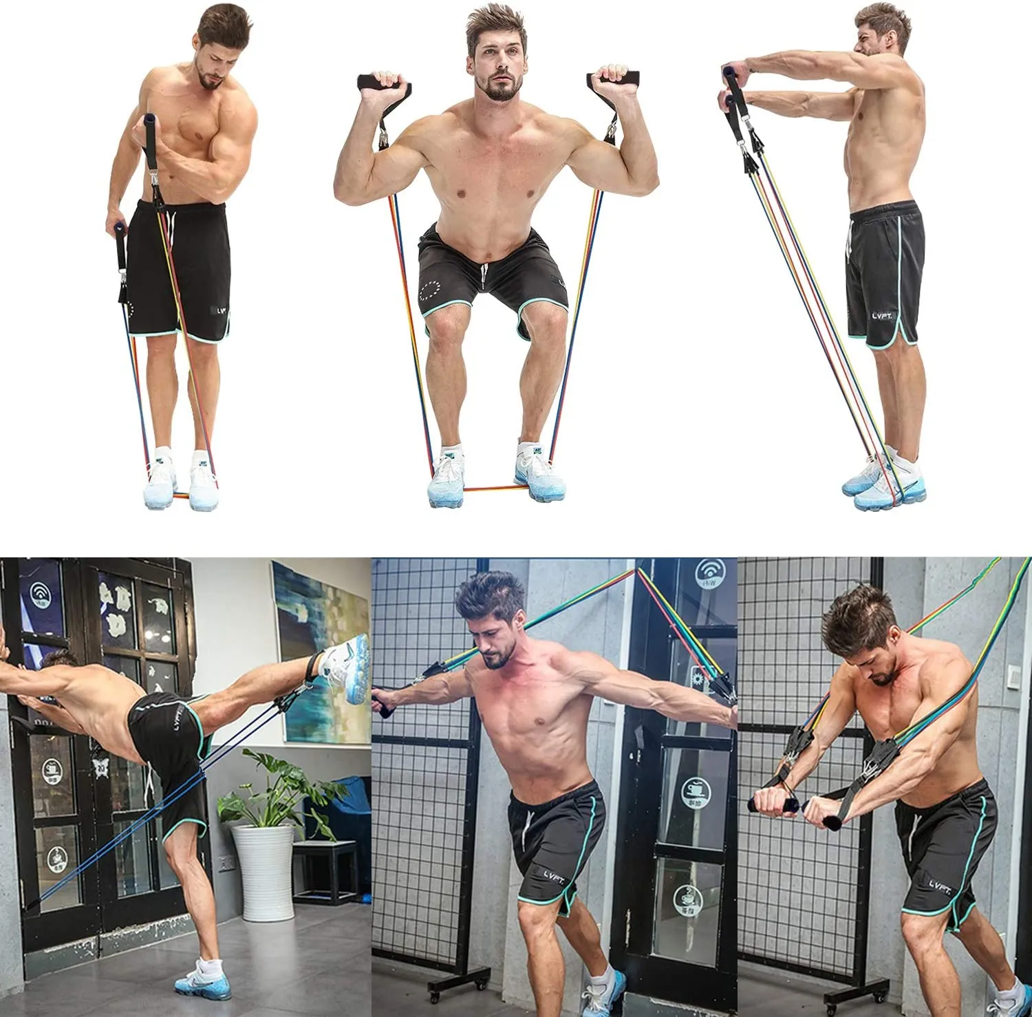 150lbs Exercise Training Resistance Bands Set