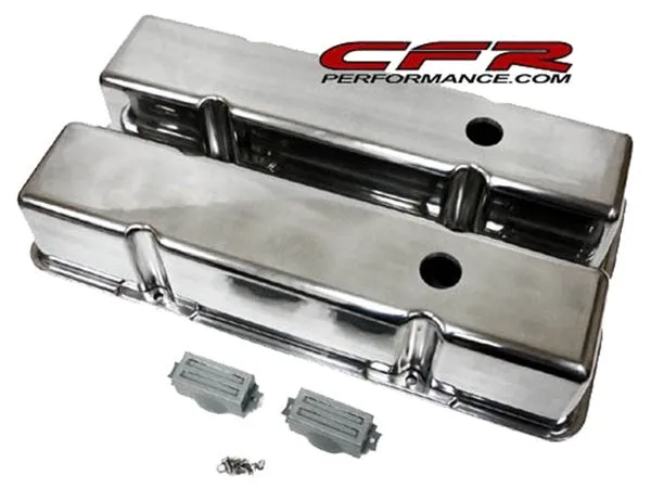 1958-86 CHEVY SMALL BLOCK 283-305-327-350-400 TALL POLISHED ALUMINUM VALVE COVERS - SMOOTH