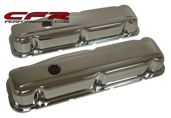 1968-81 BUICK SMALL BLOCK 350 SHORT STEEL VALVE COVERS - CHROME