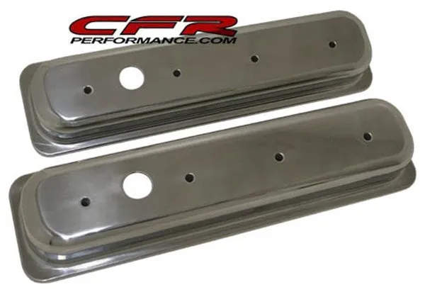 1987-97 CHEVY 5.0L & 5.7L SHORT POLISHED ALUMINUM CENTER BOLT VALVE COVERS - SMOOTH