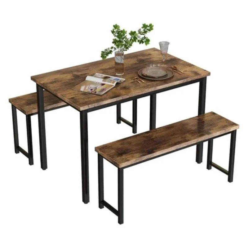 4 - Person Breakfast Nook Dining Table Set with Bench (Metal Legs)