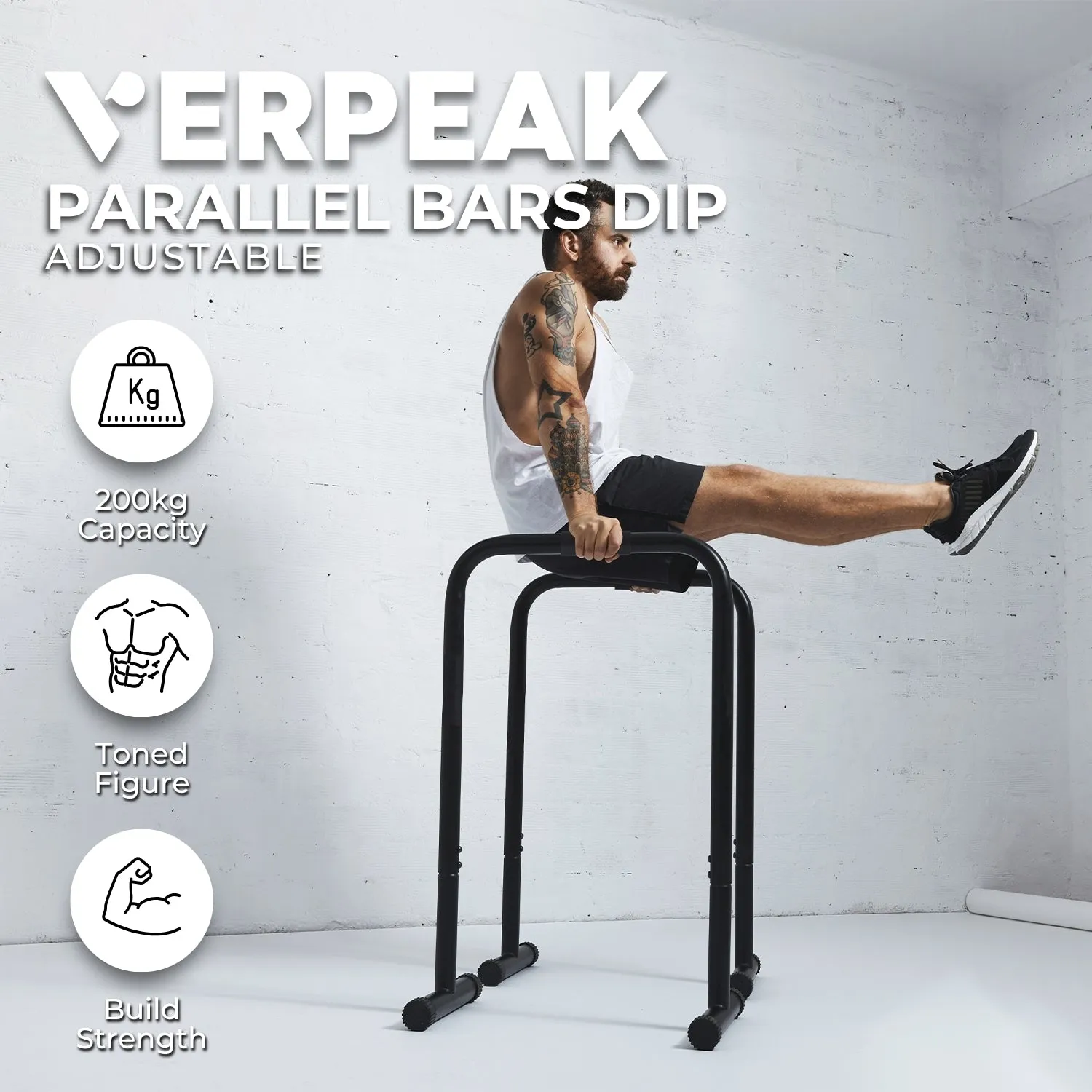 Adjustable 3-Level Parallel Bars with Sponge Handles - VERPEAK