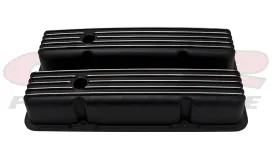 ALUMINUM 1958-86 CHEVY SB 283-400 TALL VALVE COVERS FULL FINNED - BLACK