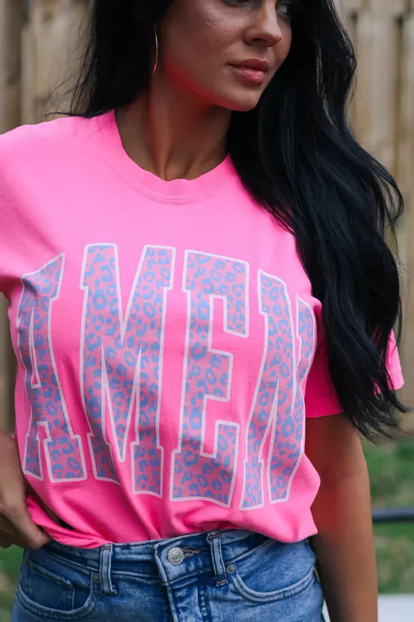 Amen Neon Pink Graphic Tee