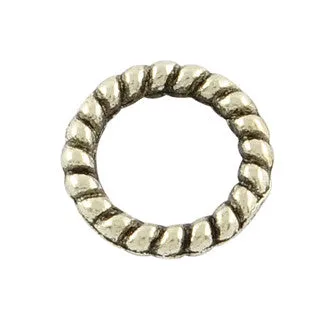 Antique Silver Pewter Rope Closed Jump Ring 8mm (100 pcs)