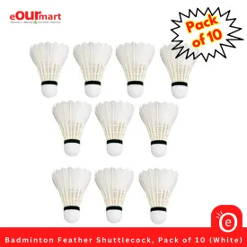 Badminton Feather Shuttlecock, Pack of 10 (White) | Best For Indoor-Outdoor Training/Practice Badminton @149/-