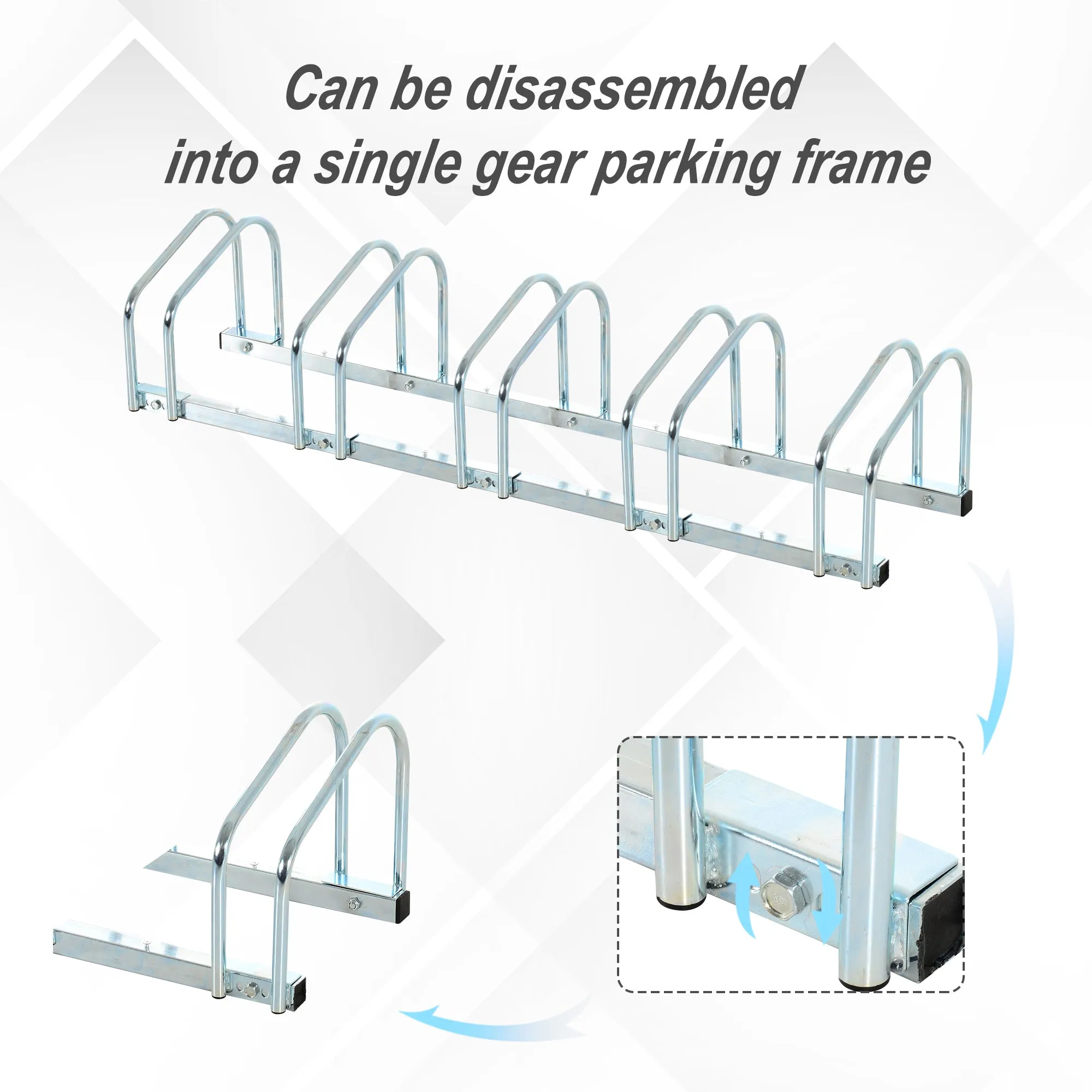 Bike Stand Parking Rack Floor or Wall Mount Bicycle Cycle Storage Locking Stand (5 Racks, Silver)