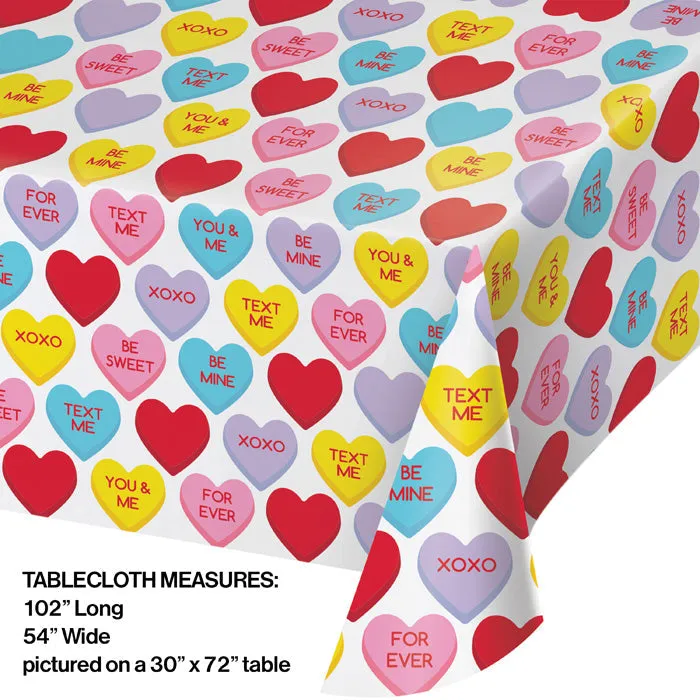 Bulk Candy Hearts Valentine's Day Plastic Table Covers (12 per Case)