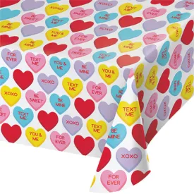 Bulk Candy Hearts Valentine's Day Plastic Table Covers (12 per Case)