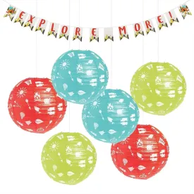 Camp Out and Camping Theme Hanging Lanterns and Banner Garland Set