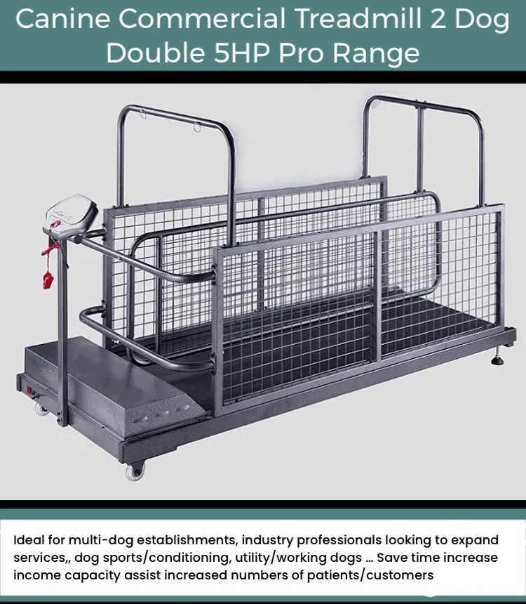 Canine Treadmill 2 Dog Double Track w/Safety Panels   Divider 5HP VPTM400DBLPro electronic heavy duty training conditioning commercial