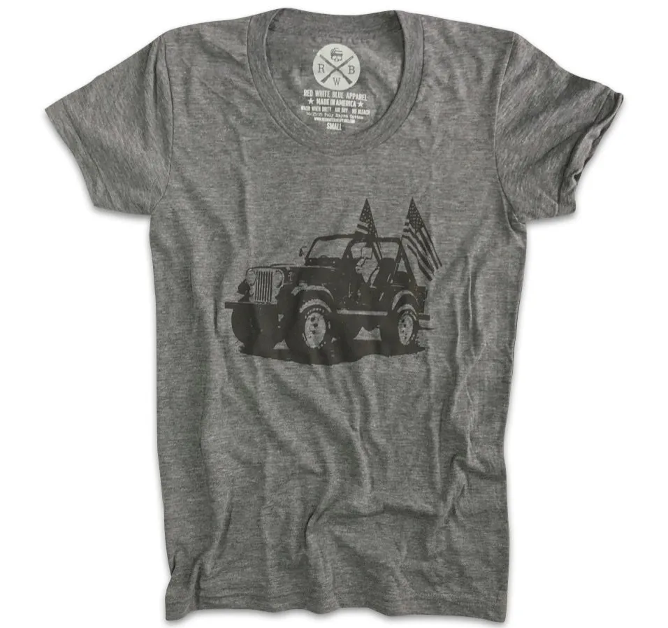 Classic American Flag Jeep Boyfriend Shirt