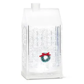 Clear Tall House LED Glitter Lantern