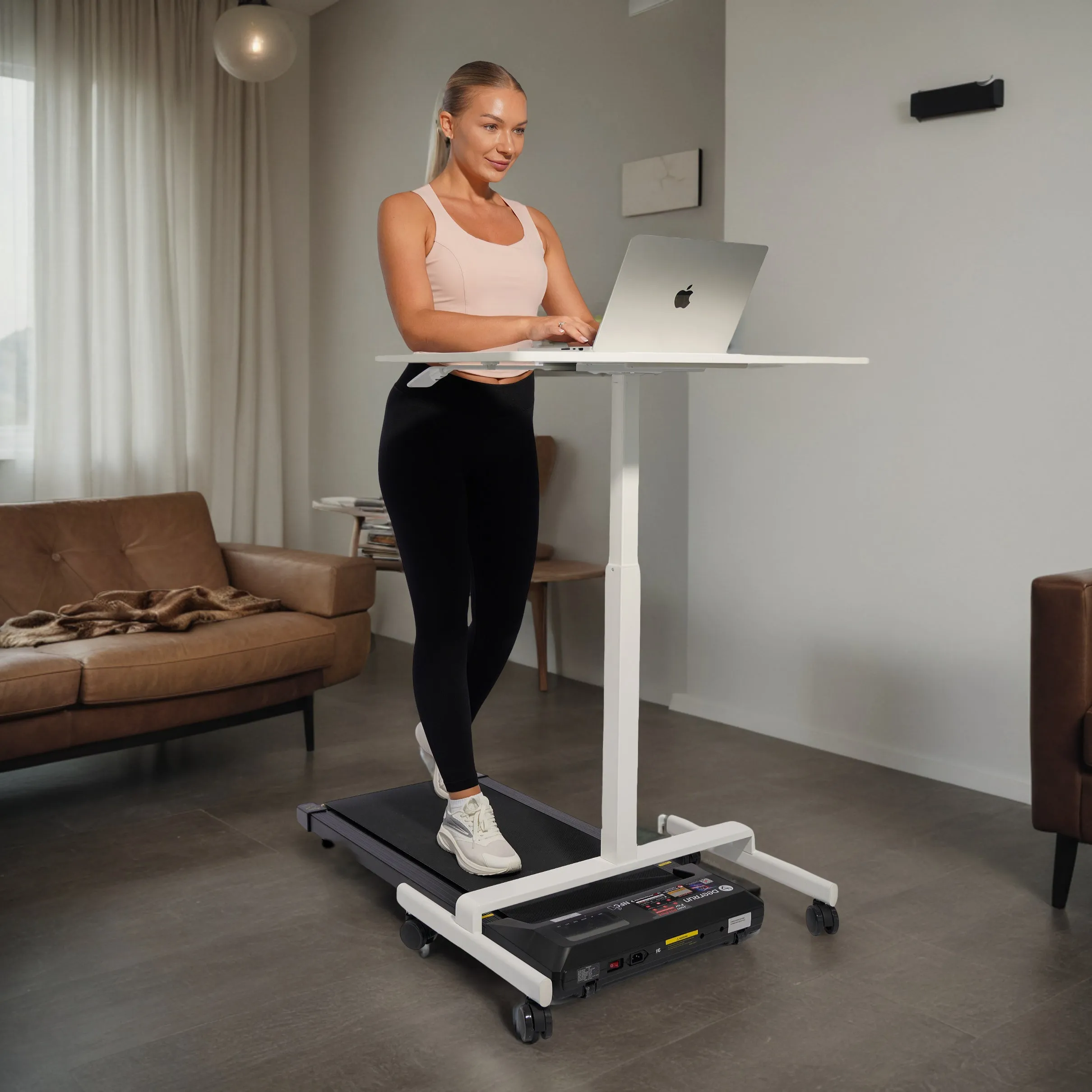 DeerRun® Adjustable Standing Desk - 31.5''L *18.9''W Large Rolling Laptop Desk for Treadmills