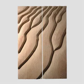 Duo Banc de Sable - Sanded and brushed ash wood wall sculpture