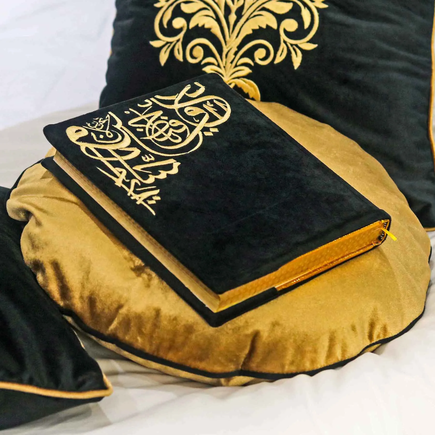 Embroidered Premium Velvet Quran Cover Black