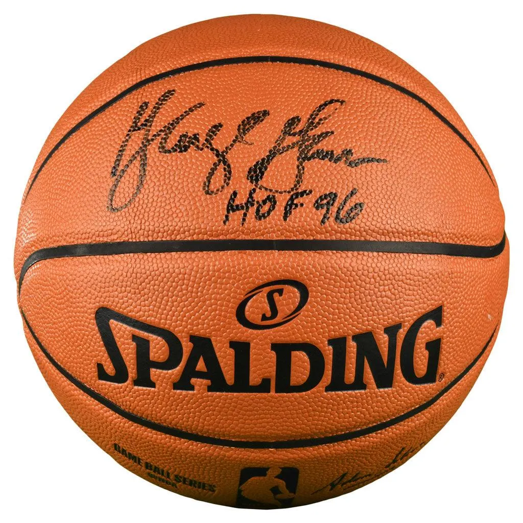 George Gervin Signed HOF 96 Inscription Spalding NBA Game Series Basketball (JSA)