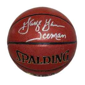 George Gervin Signed Iceman Inscription Spalding NBA Basketball (JSA)