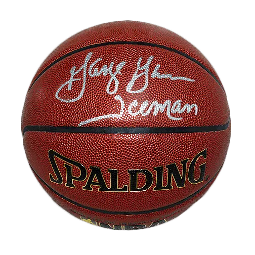 George Gervin Signed Iceman Inscription Spalding NBA Basketball (JSA)