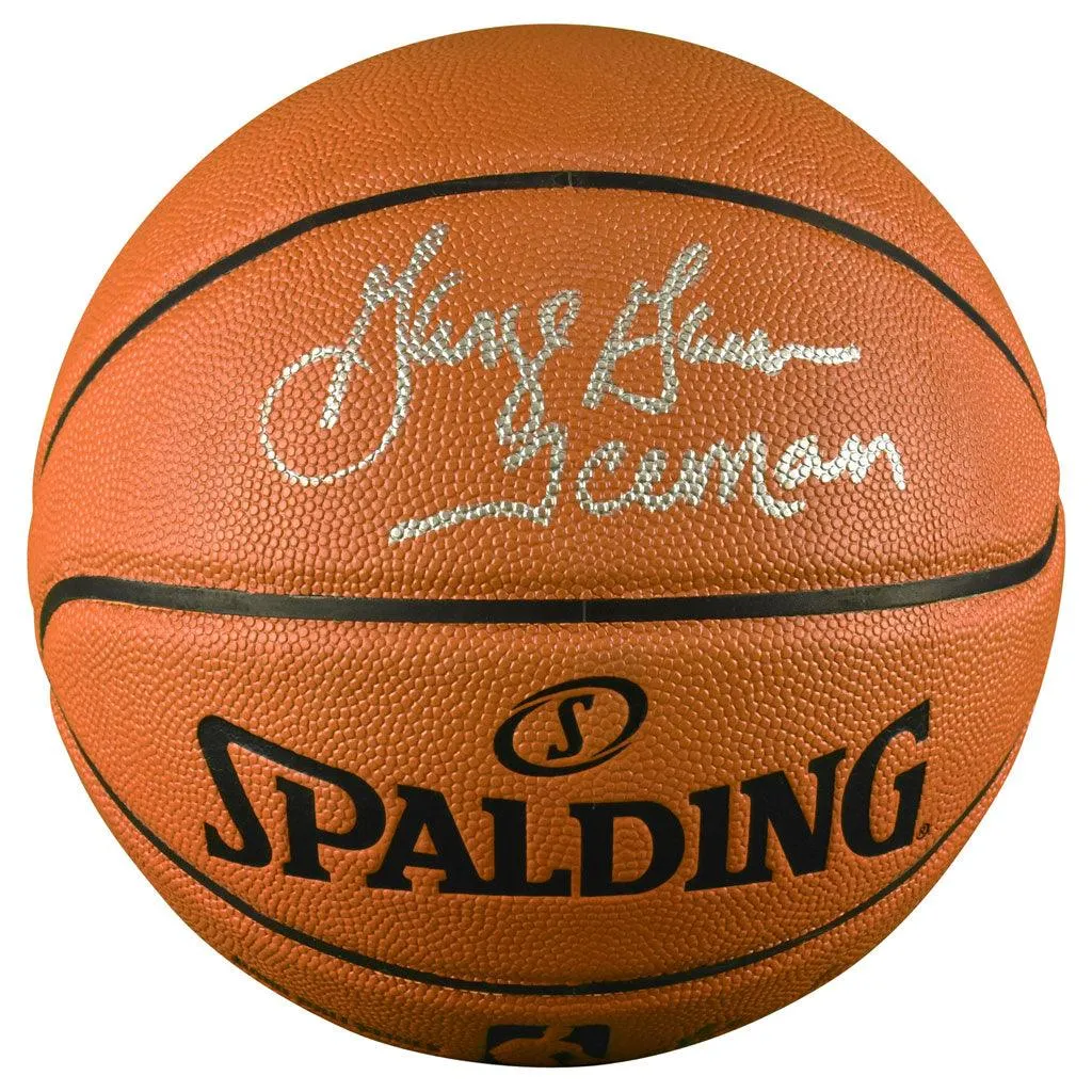 George Gervin Signed Iceman Inscription Spalding NBA Game Series Basketball (JSA)