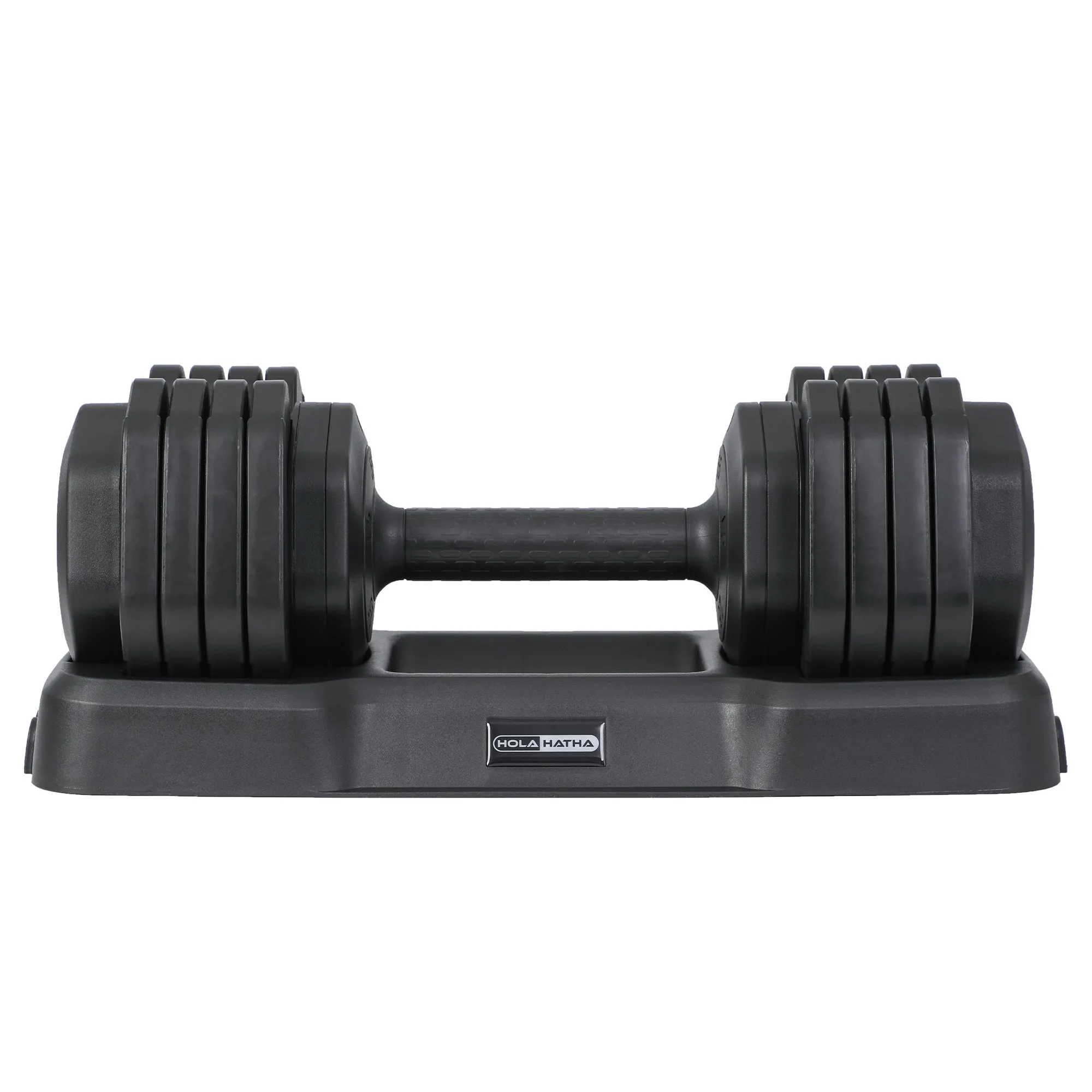 HolaHatha 5 in 1 Adjustable Dumbbell Home Workout Equipment, Black (2 Pack)