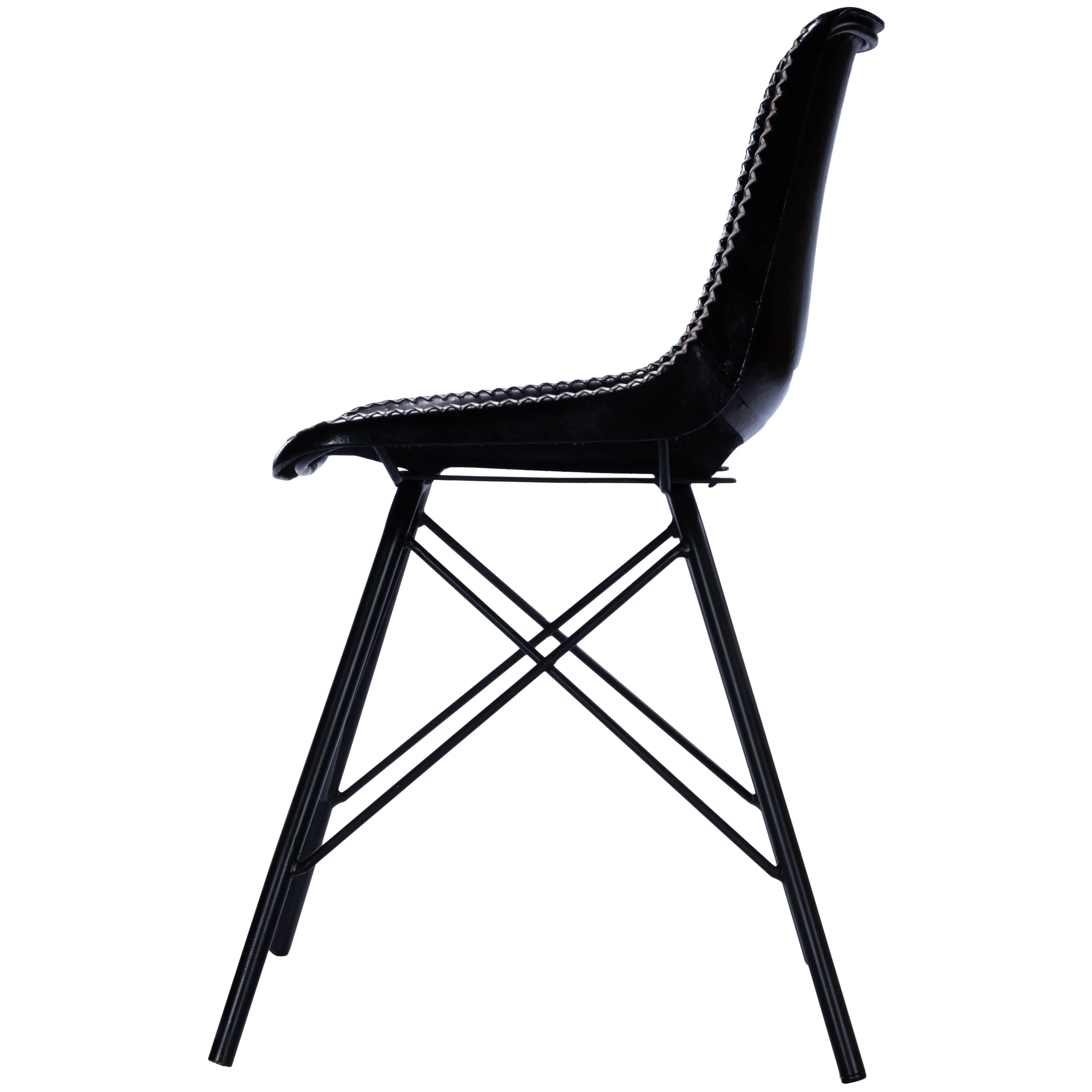 Inland Leather Side Chair in Black  3673034