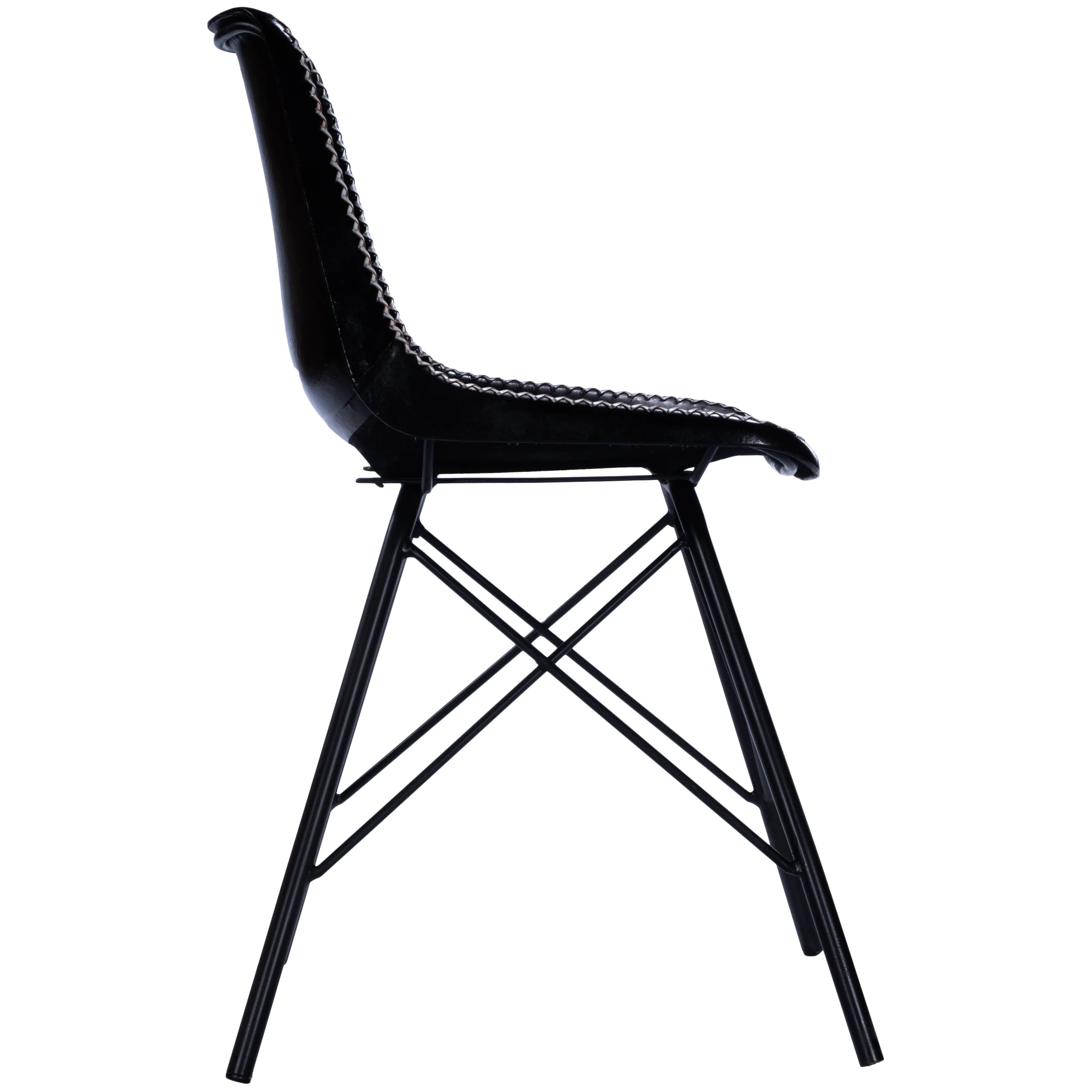 Inland Leather Side Chair in Black  3673034