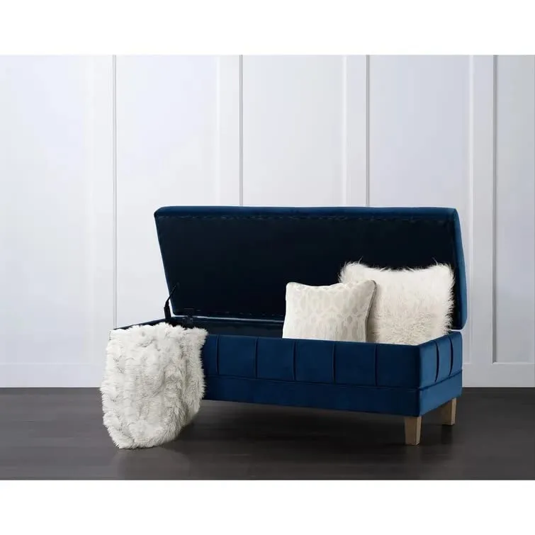 Kelly 2 Seater Fabric Storage Ottoman Bench Sette Pouffe Puffy for Foot Rest