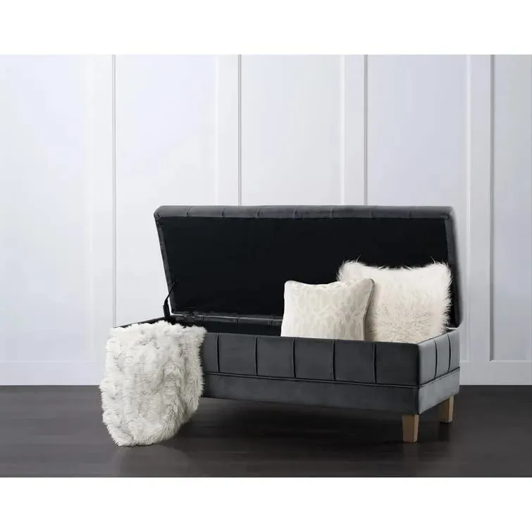 Kelly 2 Seater Fabric Storage Ottoman Bench Sette Pouffe Puffy for Foot Rest