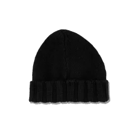 Knitted Pure Cashmere Beanie in Jet Black