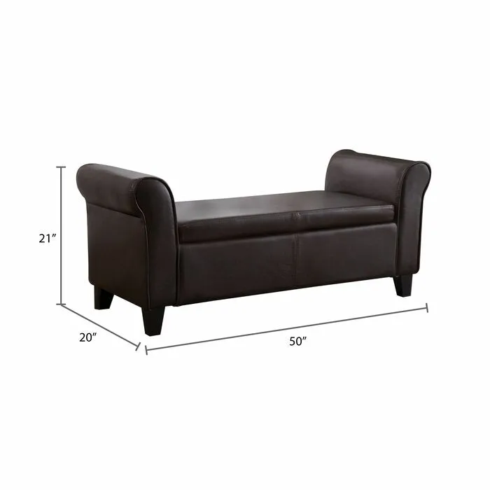 Lanson 2 Seater Leatherette Bench With Storage - Brown