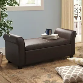 Lanson 2 Seater Leatherette Bench With Storage - Brown