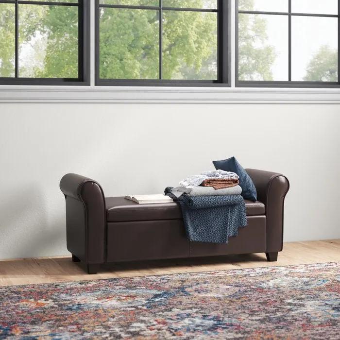 Lanson 2 Seater Leatherette Bench With Storage - Brown