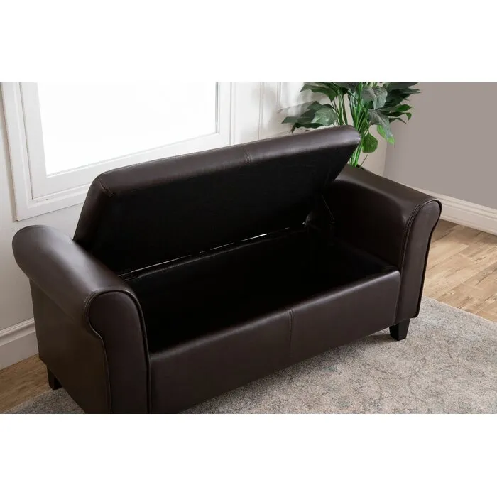 Lanson 2 Seater Leatherette Bench With Storage - Brown