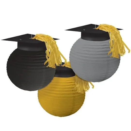 Lanterns with Graduation Caps - Multicolor (3ct)