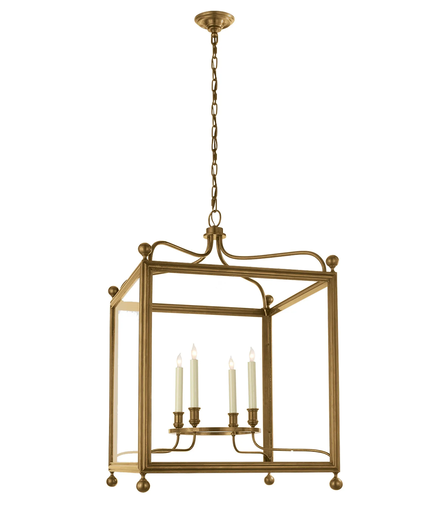 Large Greggory Hanging Lantern, Antique Brass