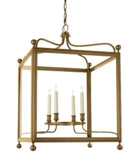 Large Greggory Hanging Lantern, Antique Brass