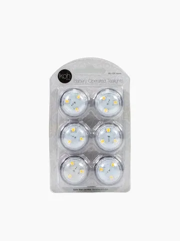 LED Battery Tealights 9cm - 6Pack