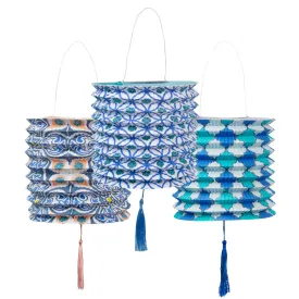 Moroccan Souk Blue Hanging Paper Lanterns - 3 Pack