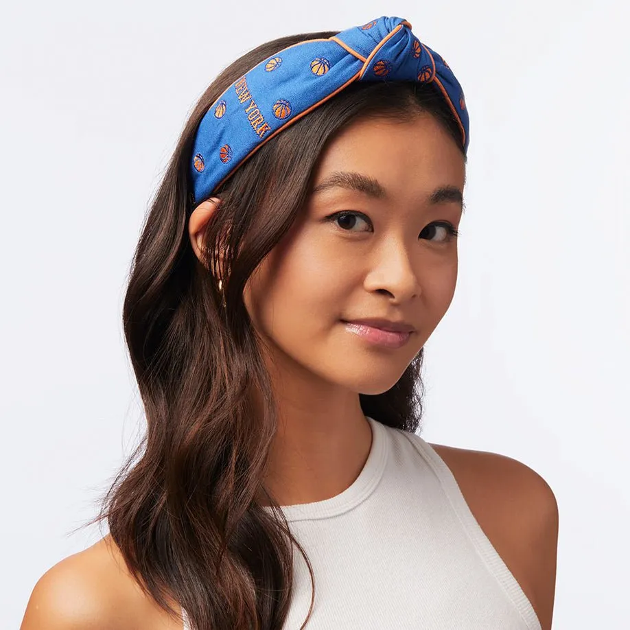 NEW YORK KNICKS LELE SADOUGHI / NBA BLUE EMBROIDERED KNOTTED HEADBAND