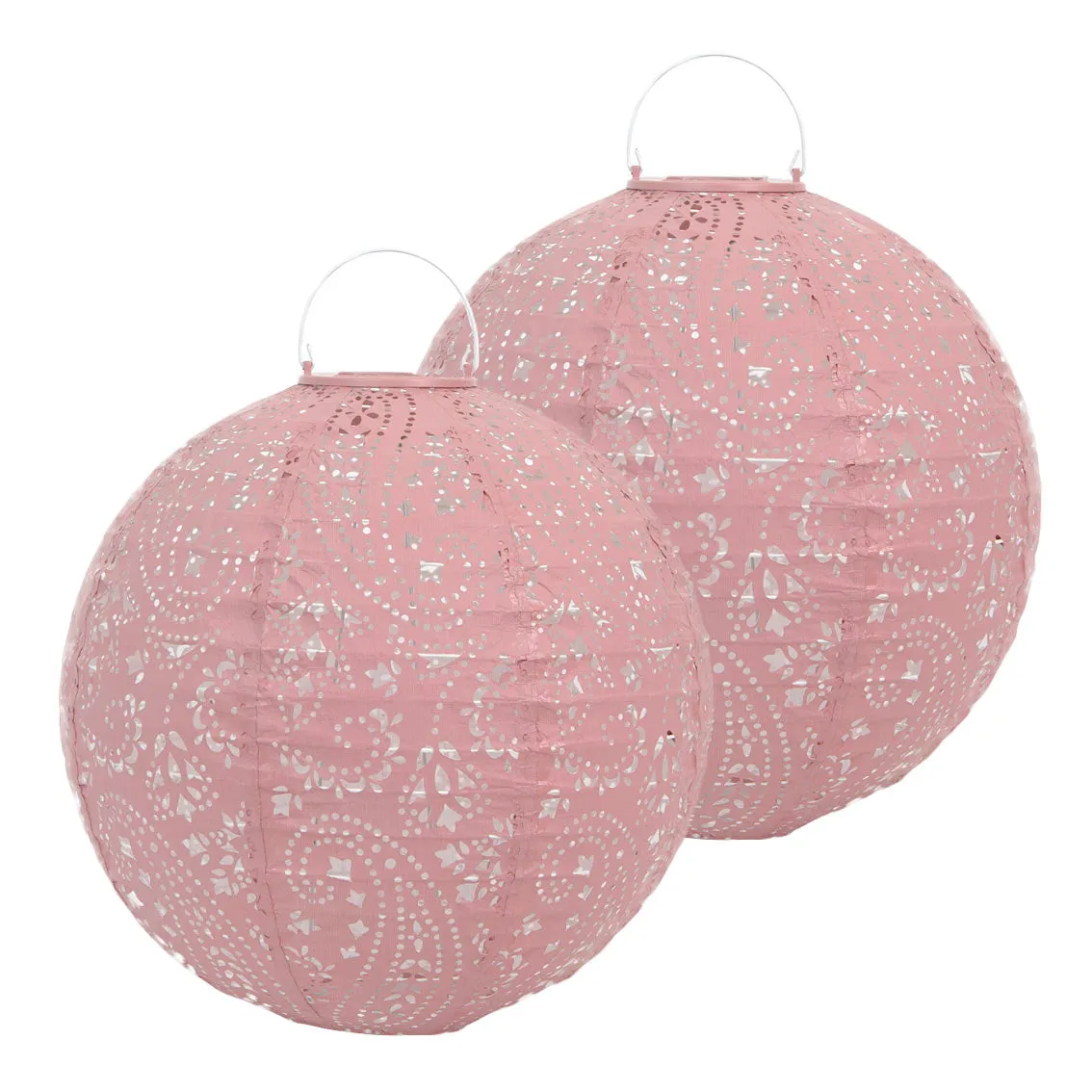 Pink Outdoor Solar Lanterns, 20cm - 2 Pack