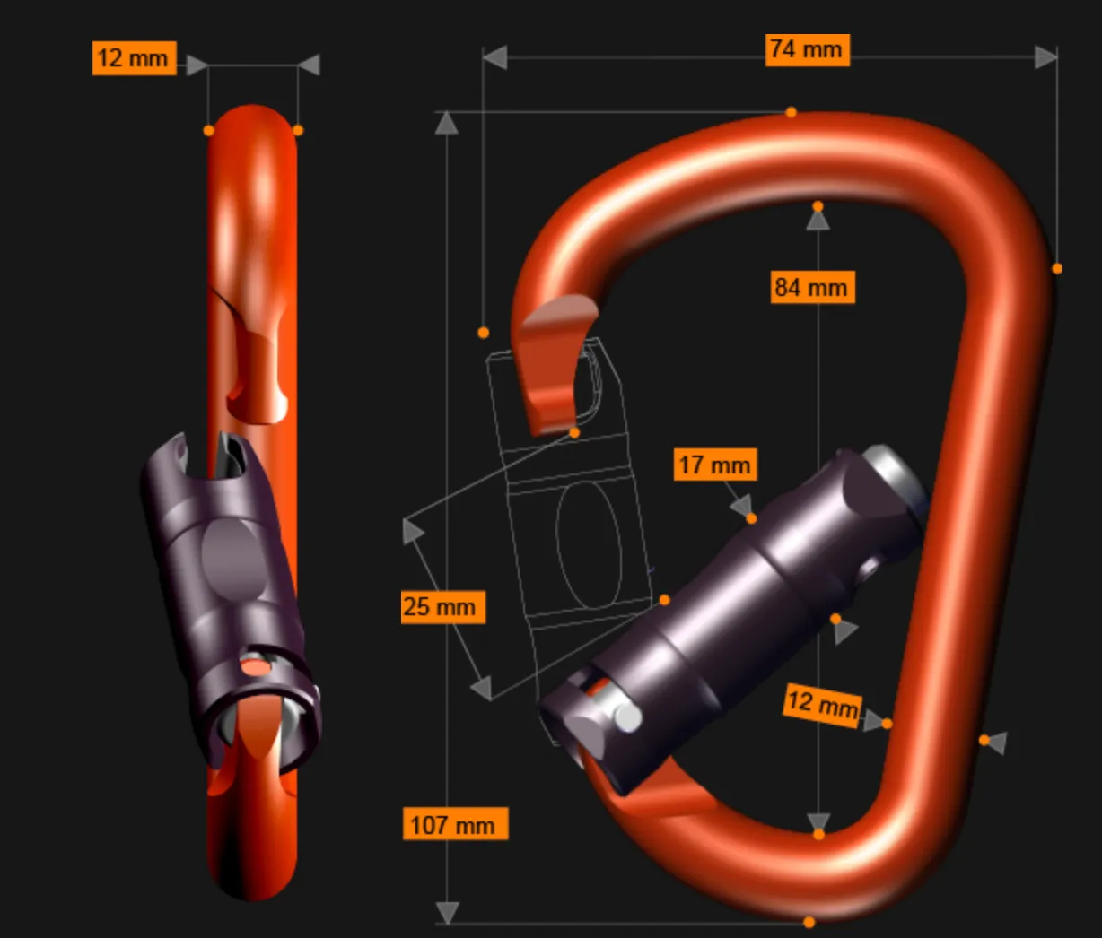 Pirate WireEye Auto-Lock Carabiner