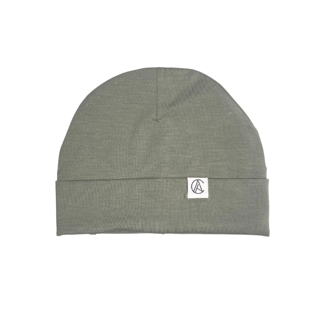 Satin Lined Jersey Beanie-Thyme