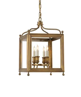 Small Greggory Hanging Lantern, Antique Brass