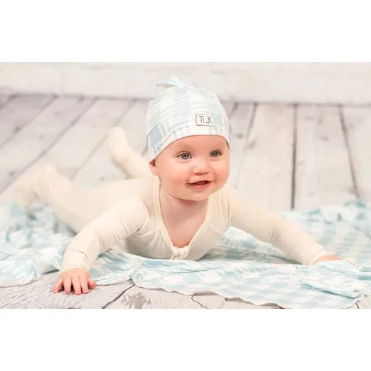 TUK Blue Pattern Swaddle and Beanie Set