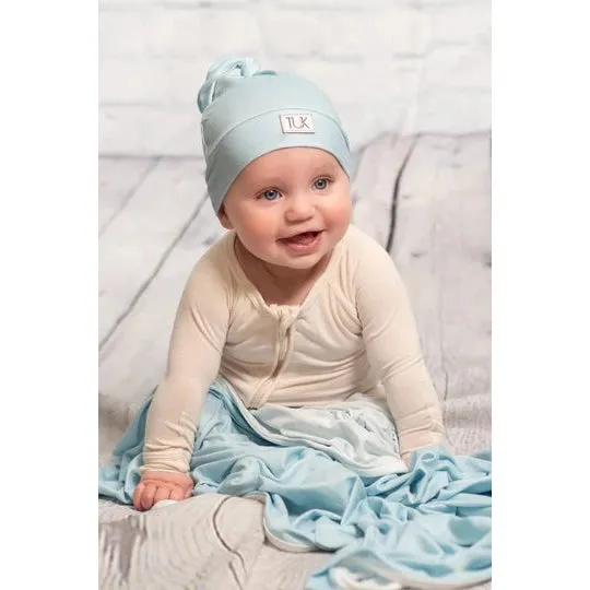 TUK Blue Pattern Swaddle and Beanie Set